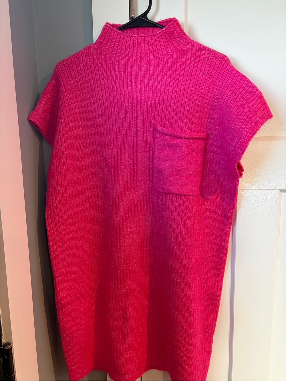 Zenana Outfitters Hot Pink Ribbed Cowl Mock-Neck Tunic